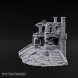 Stair-Fronted Pillar-Snapped Gothic Hall Ruins Miniature for Dungeons and Dragons, Pathfinder or other TTRPGs