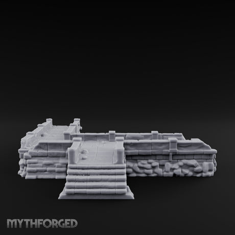 Stair-Stepped Battlement-Edged Raised Stone Platform Miniature for Dungeons and Dragons, Pathfinder or other TTRPGs