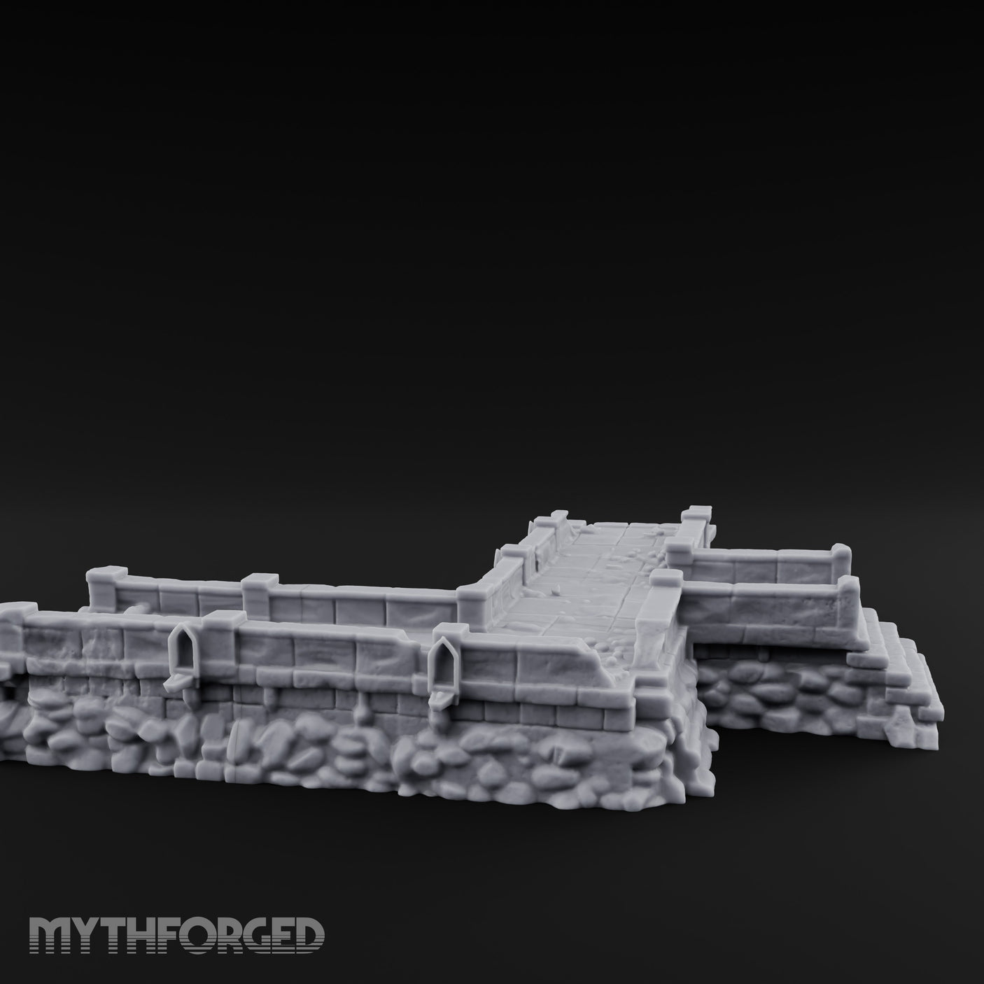 Stair-Stepped Battlement-Edged Raised Stone Platform Miniature for Dungeons and Dragons, Pathfinder or other TTRPGs