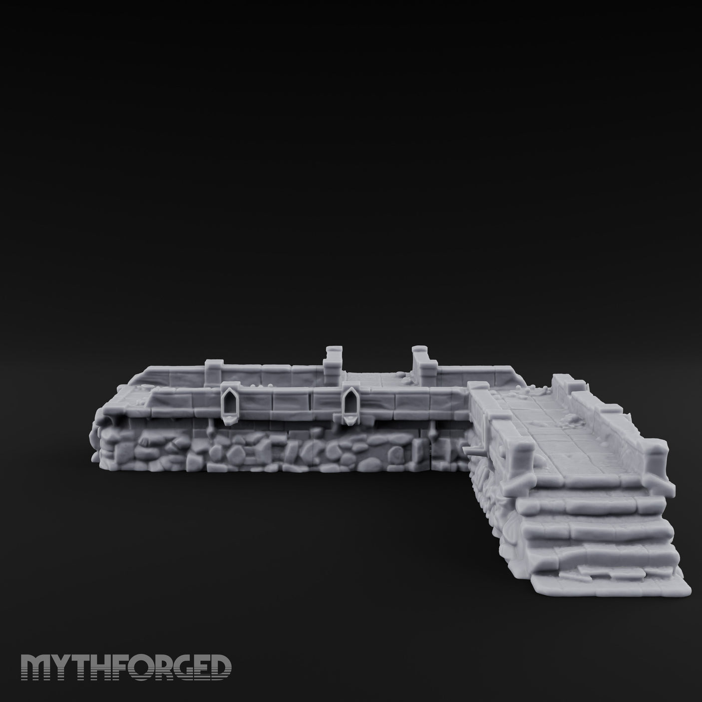 Stair-Stepped Battlement-Edged Raised Stone Platform Miniature for Dungeons and Dragons, Pathfinder or other TTRPGs