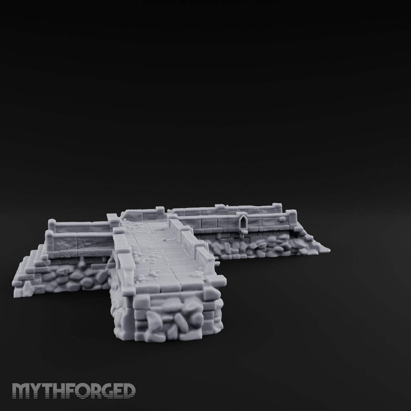 Stair-Stepped Battlement-Edged Raised Stone Platform Miniature for Dungeons and Dragons, Pathfinder or other TTRPGs
