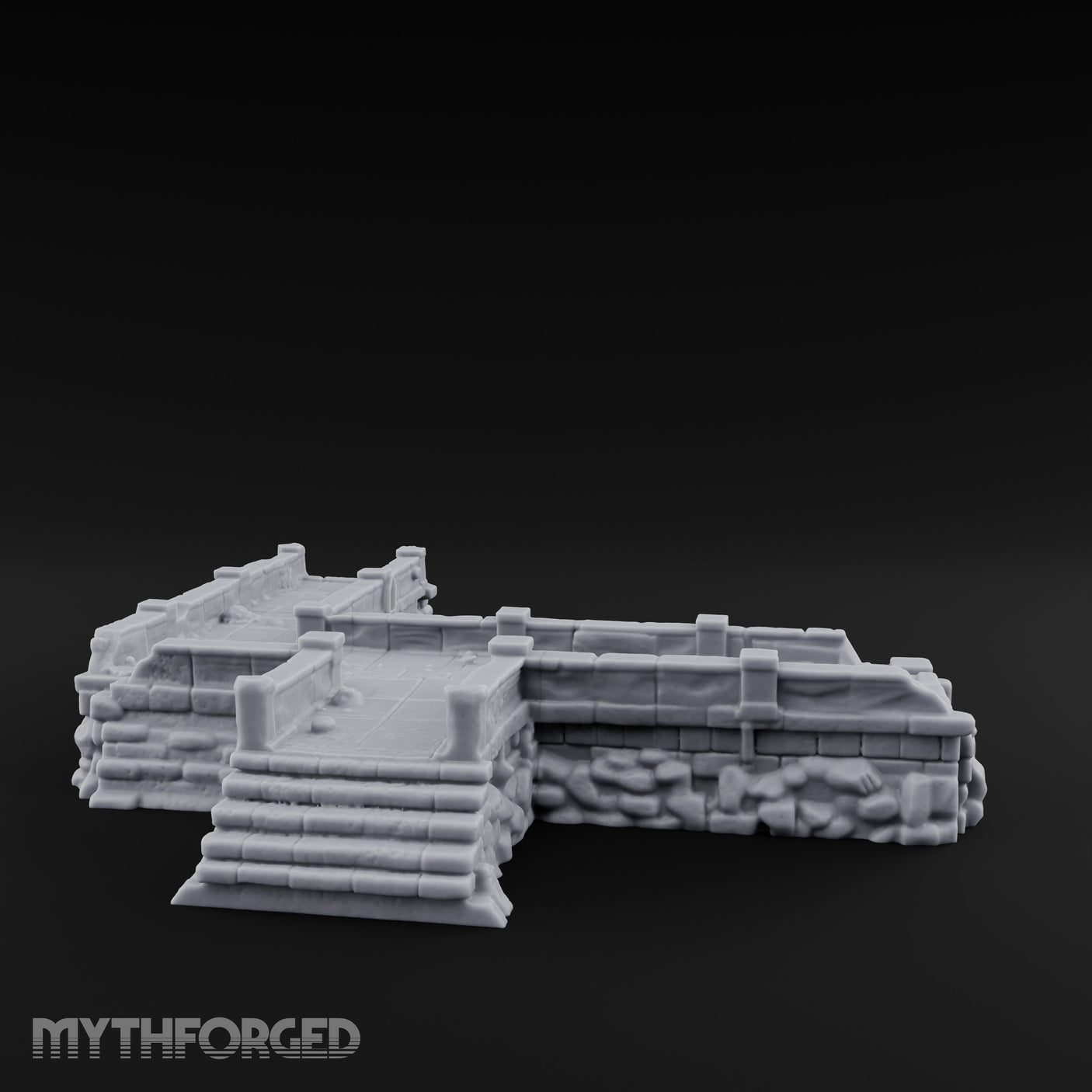 Stair-Stepped Battlement-Edged Raised Stone Platform Miniature for Dungeons and Dragons, Pathfinder or other TTRPGs
