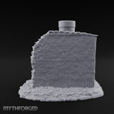 Stair-Wrapped Debris-Scattered Round Tower Ruins Miniature for Dungeons and Dragons, Pathfinder or other TTRPGs