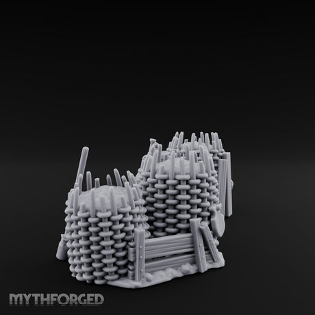 Stake-Topped Shield-Hung Palisade Barricades Miniature for Dungeons and Dragons, Pathfinder or other TTRPGs