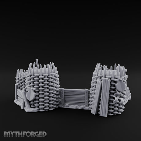 Stake-Topped Shield-Hung Palisade Barricades Miniature for Dungeons and Dragons, Pathfinder or other TTRPGs