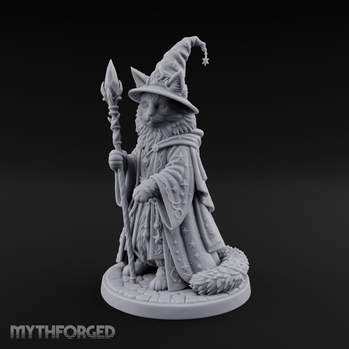 Star Hat Wearing Tabaxi Wizard Miniature for Dungeons and Dragons, Pathfinder or other TTRPGs