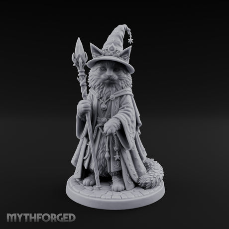 Star Hat Wearing Tabaxi Wizard Miniature for Dungeons and Dragons, Pathfinder or other TTRPGs
