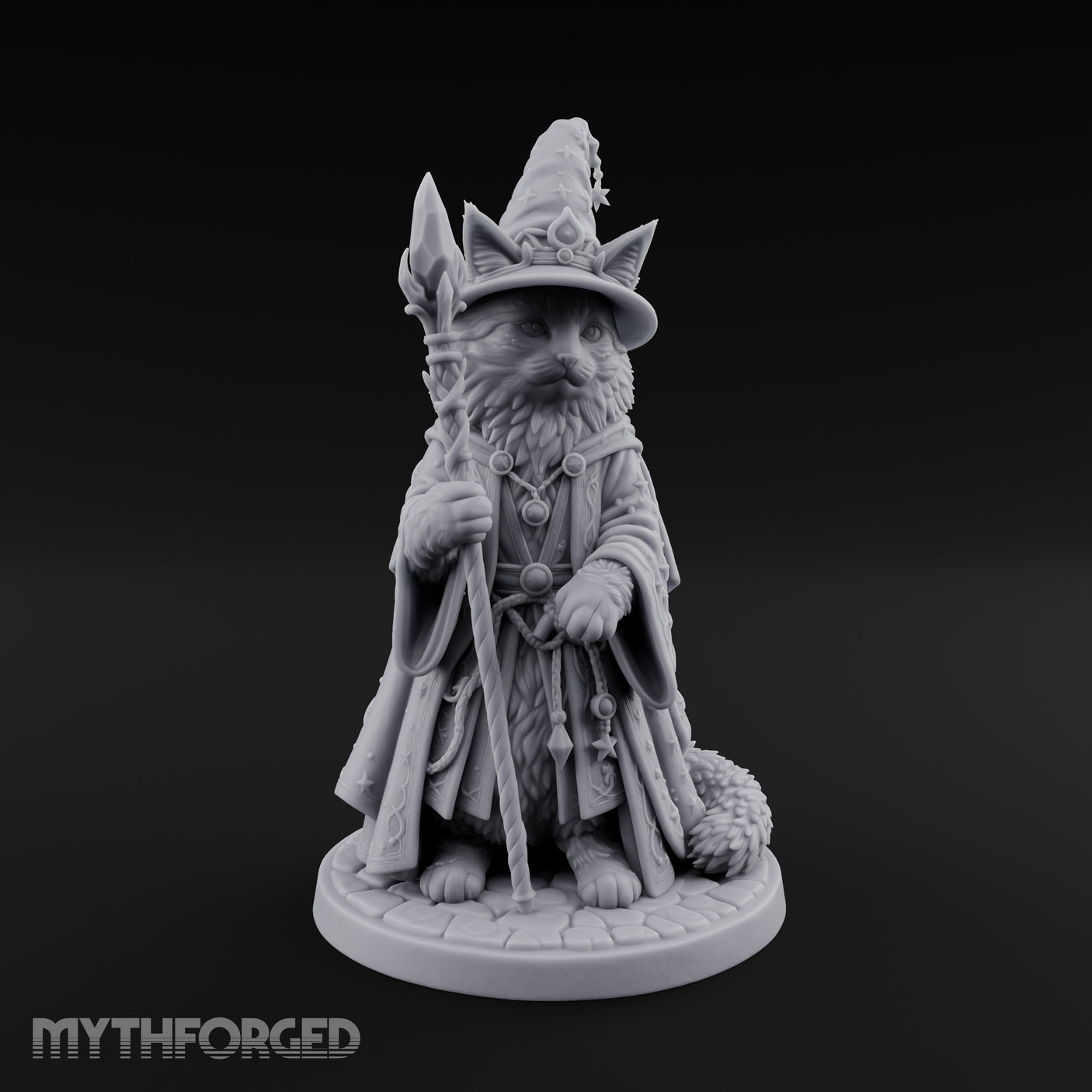 Star Hat Wearing Tabaxi Wizard Miniature for Dungeons and Dragons, Pathfinder or other TTRPGs