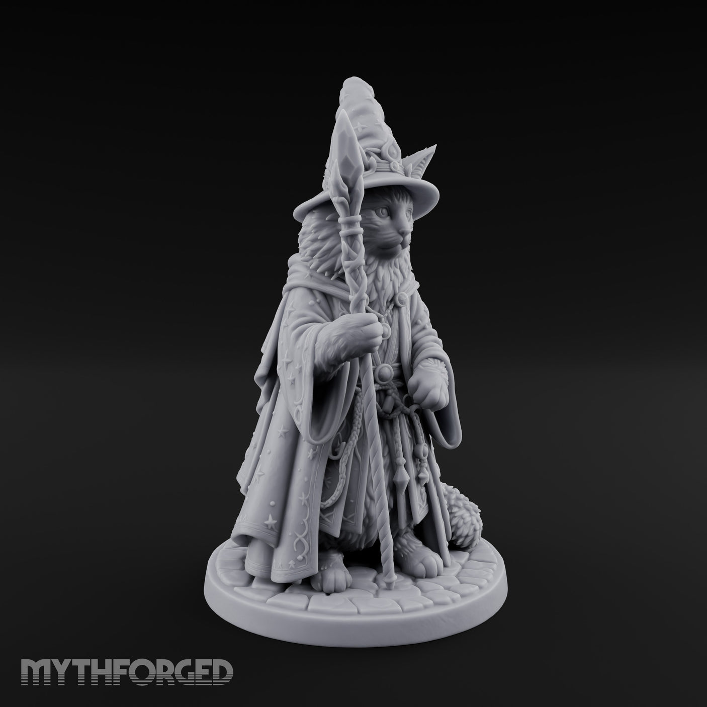 Star Hat Wearing Tabaxi Wizard Miniature for Dungeons and Dragons, Pathfinder or other TTRPGs