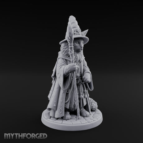 Star Hat Wearing Tabaxi Wizard Miniature for Dungeons and Dragons, Pathfinder or other TTRPGs