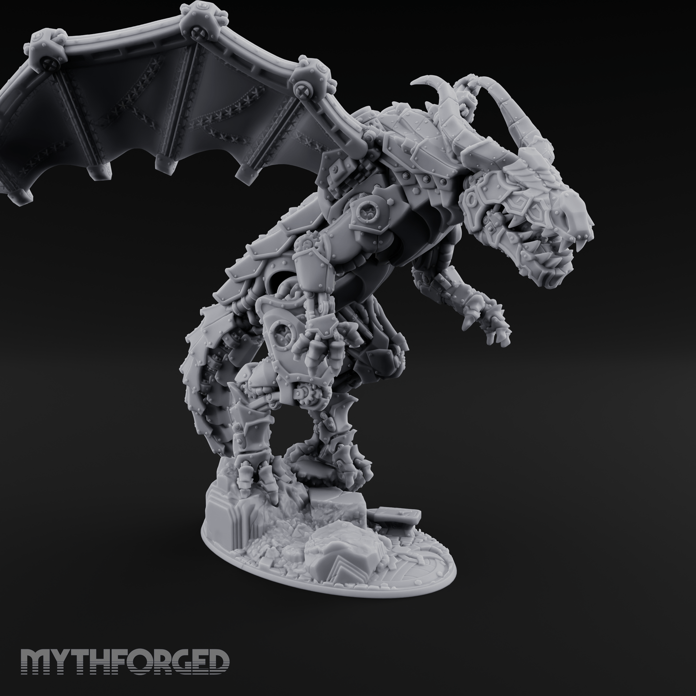 Wings Spread Wide Steam Dragon Lord Miniature for Dungeons and Dragons, Pathfinder or other TTRPGs