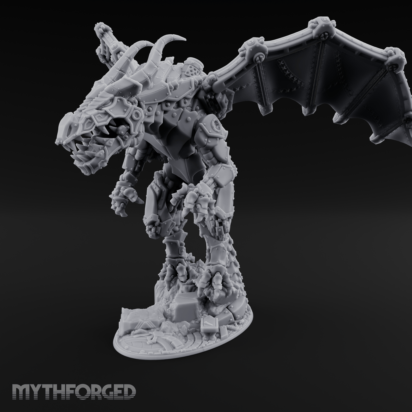 Wings Spread Wide Steam Dragon Lord Miniature for Dungeons and Dragons, Pathfinder or other TTRPGs
