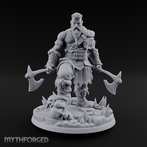 Twin Axes Ready Viking Miniature for Dungeons and Dragons, Pathfinder or other TTRPGs