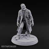 Stethoscope Wearing Snarling Zombie Doctor Miniature for Dungeons and Dragons, Pathfinder or other TTRPGs