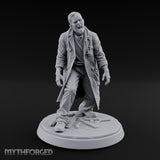 Stethoscope Wearing Snarling Zombie Doctor Miniature for Dungeons and Dragons, Pathfinder or other TTRPGs