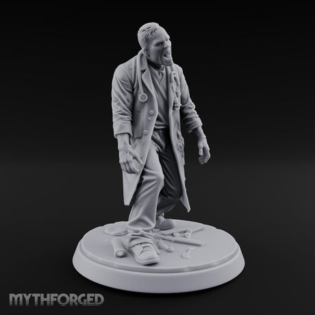 Stethoscope Wearing Snarling Zombie Doctor Miniature for Dungeons and Dragons, Pathfinder or other TTRPGs