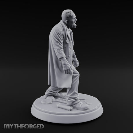 Stethoscope Wearing Snarling Zombie Doctor Miniature for Dungeons and Dragons, Pathfinder or other TTRPGs