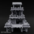 Stilt-Raised Deck-Wrapped Wooden Watchtower Miniature for Dungeons and Dragons, Pathfinder or other TTRPGs