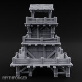 Stilt-Raised Deck-Wrapped Wooden Watchtower Miniature for Dungeons and Dragons, Pathfinder or other TTRPGs