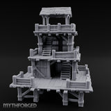Stilt-Raised Deck-Wrapped Wooden Watchtower Miniature for Dungeons and Dragons, Pathfinder or other TTRPGs