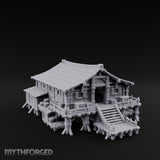Stilt-Raised Pagoda-Roofed Swamp Headman's House Miniature for Dungeons and Dragons, Pathfinder or other TTRPGs