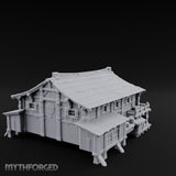 Stilt-Raised Pagoda-Roofed Swamp Headman's House Miniature for Dungeons and Dragons, Pathfinder or other TTRPGs