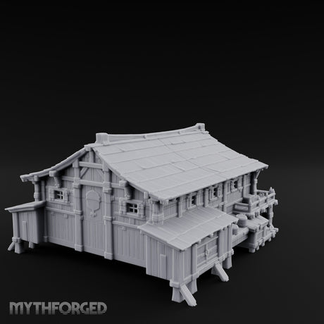 Stilt-Raised Pagoda-Roofed Swamp Headman's House Miniature for Dungeons and Dragons, Pathfinder or other TTRPGs