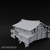 Stilt-Raised Pagoda-Roofed Swamp Headman's House Miniature for Dungeons and Dragons, Pathfinder or other TTRPGs