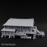 Stilt-Raised Pagoda-Roofed Swamp Headman's House Miniature for Dungeons and Dragons, Pathfinder or other TTRPGs
