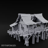 Stilt-Raised Plank-Collapsed Swamp Stilt Huts Miniature for Dungeons and Dragons, Pathfinder or other TTRPGs