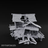 Stilt-Raised Plank-Collapsed Swamp Stilt Huts Miniature for Dungeons and Dragons, Pathfinder or other TTRPGs