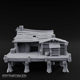 Stilted-Dock Chimney-Vented Waterfront Smokehouse Miniature for Dungeons and Dragons, Pathfinder or other TTRPGs