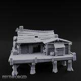 Stilted-Dock Chimney-Vented Waterfront Smokehouse Miniature for Dungeons and Dragons, Pathfinder or other TTRPGs