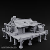 Stilted-Dock Chimney-Vented Waterfront Smokehouse Miniature for Dungeons and Dragons, Pathfinder or other TTRPGs