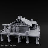 Stilted-Dock Chimney-Vented Waterfront Smokehouse Miniature for Dungeons and Dragons, Pathfinder or other TTRPGs