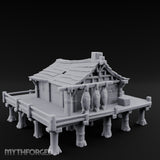 Stilted-Dock Chimney-Vented Waterfront Smokehouse Miniature for Dungeons and Dragons, Pathfinder or other TTRPGs