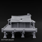 Stilted-Dock Chimney-Vented Waterfront Smokehouse Miniature for Dungeons and Dragons, Pathfinder or other TTRPGs