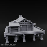 Stilted-Dock Chimney-Vented Waterfront Smokehouse Miniature for Dungeons and Dragons, Pathfinder or other TTRPGs