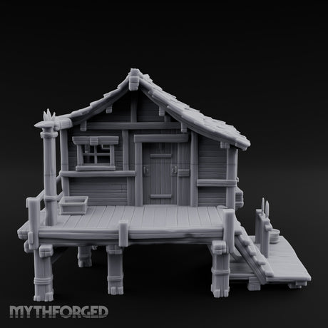 Stilted Dock-Planked Fisherman's Hut Miniature for Dungeons and Dragons, Pathfinder or other TTRPGs