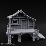 Stilted Dock-Planked Fisherman's Hut Miniature for Dungeons and Dragons, Pathfinder or other TTRPGs