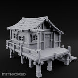 Stilted Dock-Planked Fisherman's Hut Miniature for Dungeons and Dragons, Pathfinder or other TTRPGs