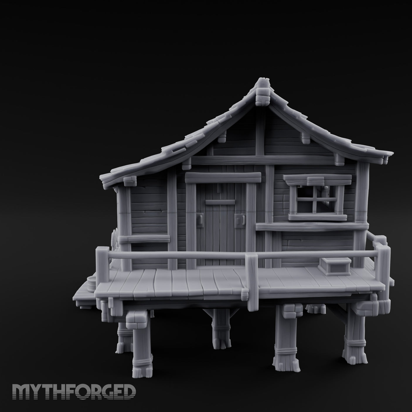 Stilted Dock-Planked Fisherman's Hut Miniature for Dungeons and Dragons, Pathfinder or other TTRPGs