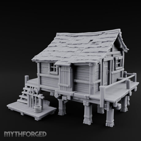 Stilted Dock-Planked Fisherman's Hut Miniature for Dungeons and Dragons, Pathfinder or other TTRPGs