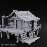 Stilted Dock-Planked Fisherman's Hut Miniature for Dungeons and Dragons, Pathfinder or other TTRPGs
