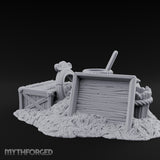 Straw-Spilled Wicker-Woven Pig Pen Crate Scene Miniature for Dungeons and Dragons, Pathfinder or other TTRPGs