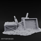 Straw-Spilled Wicker-Woven Pig Pen Crate Scene Miniature for Dungeons and Dragons, Pathfinder or other TTRPGs