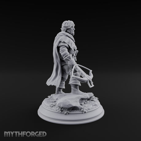 Small Game Hunter Halfling Ranger with Crossbow and Sword on Rocky Base