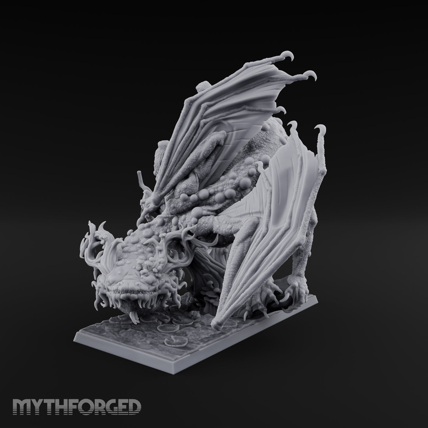 Boil Ridden Plague Dragon Miniature for Dungeons and Dragons, Pathfinder or other TTRPGs