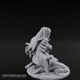 Sweeping Kneeling Human Samurai Miniature for Dungeons and Dragons, Pathfinder or other TTRPGs