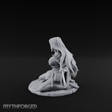 Sweeping Kneeling Human Samurai Miniature for Dungeons and Dragons, Pathfinder or other TTRPGs